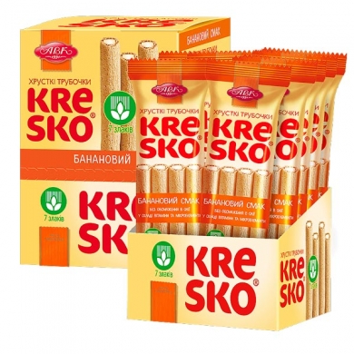 Хрустящие трубочки АВК KRESKO банановый вкус 40 гр -
