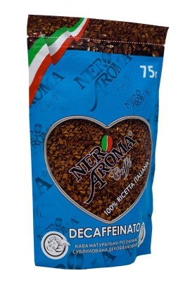 Кофе растворимый сублимироварнный Nero Aroma Decaffeinato 75гр. -