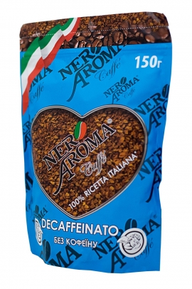 Кофе растворимый сублимированный Nero Aroma Decaffeinato 150гр. -