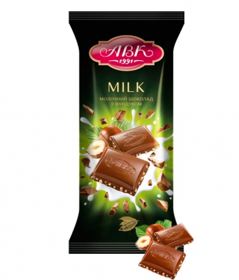 Шоколад АВК молочный с фундуком 90 гр -
